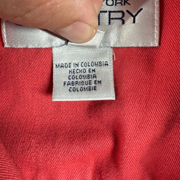 Jones New York Country Red Denim Jacket Women’s L Cotton Button Front - Picture 7 of 16